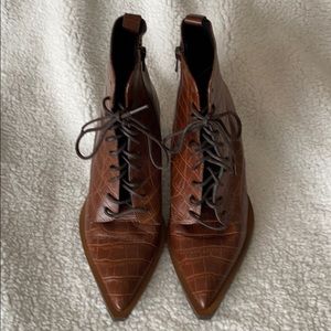 ASOS brown croc ankle boot